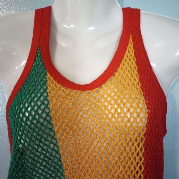 Crocheted mesh see through striped tank - Picture 3 of 10